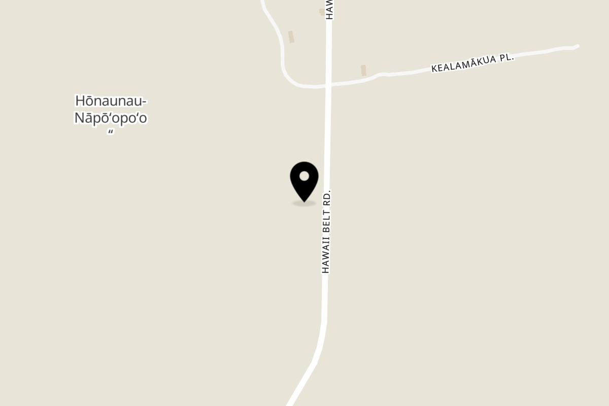 Map showing the location of Menehune Coffee Company INC on 84-5227 Mamalahoa Hwy in Captain Cook